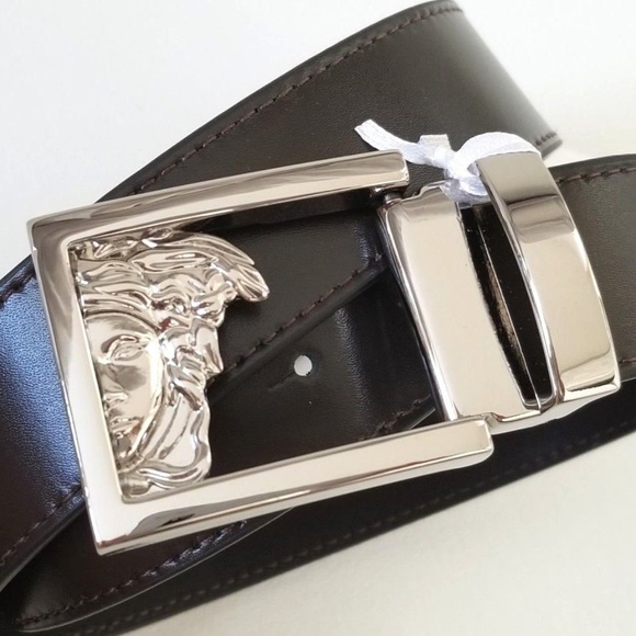 NEW Versace Collection Logo Leather belt Brown - Picture 4 of 8